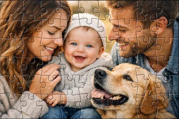 Personalizirani tisak na puzzle s fotografijom obitelji, Tiskara Omexprint u Rijeci, profesionalna izrada puzzli u Rijeci.